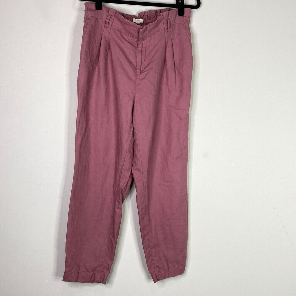 LOFT 2020 Linen Cotton Paper Bag High Waist Pants Women’s Size Medium